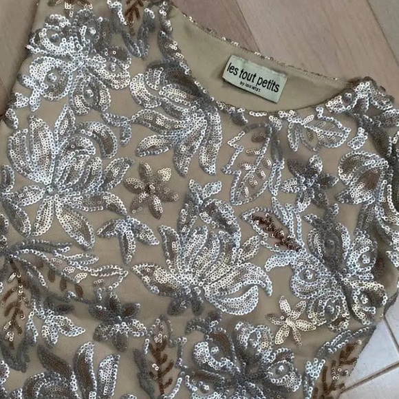 Let tout Petits girls gold cream sequin party shift dress - Picture 4 of 9